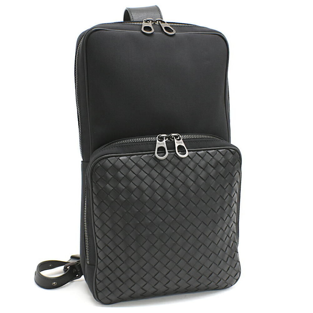Bottega Veneta Body Belt Crossbody Bag Sling Black Intrecciato Leather